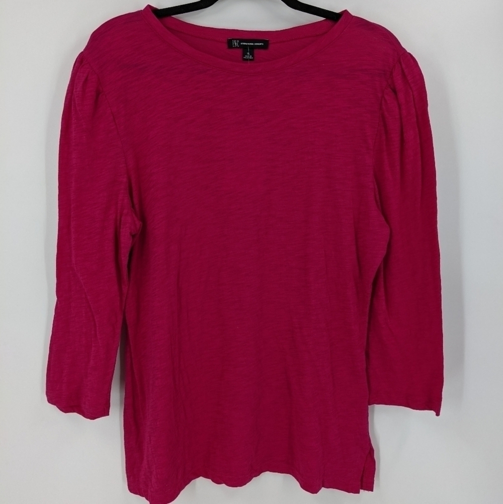INC INTERNATIONAL CONCEPTS Puff Sleeve 3/4 Tee